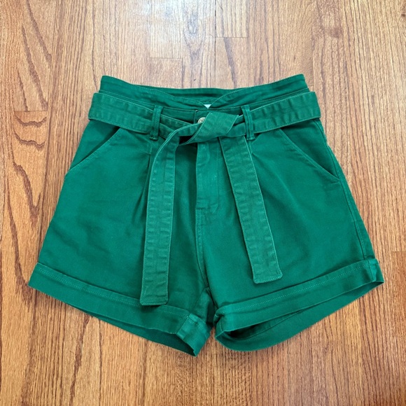 Remanescente Pants - Remanescente green denim belted shorts size 6
